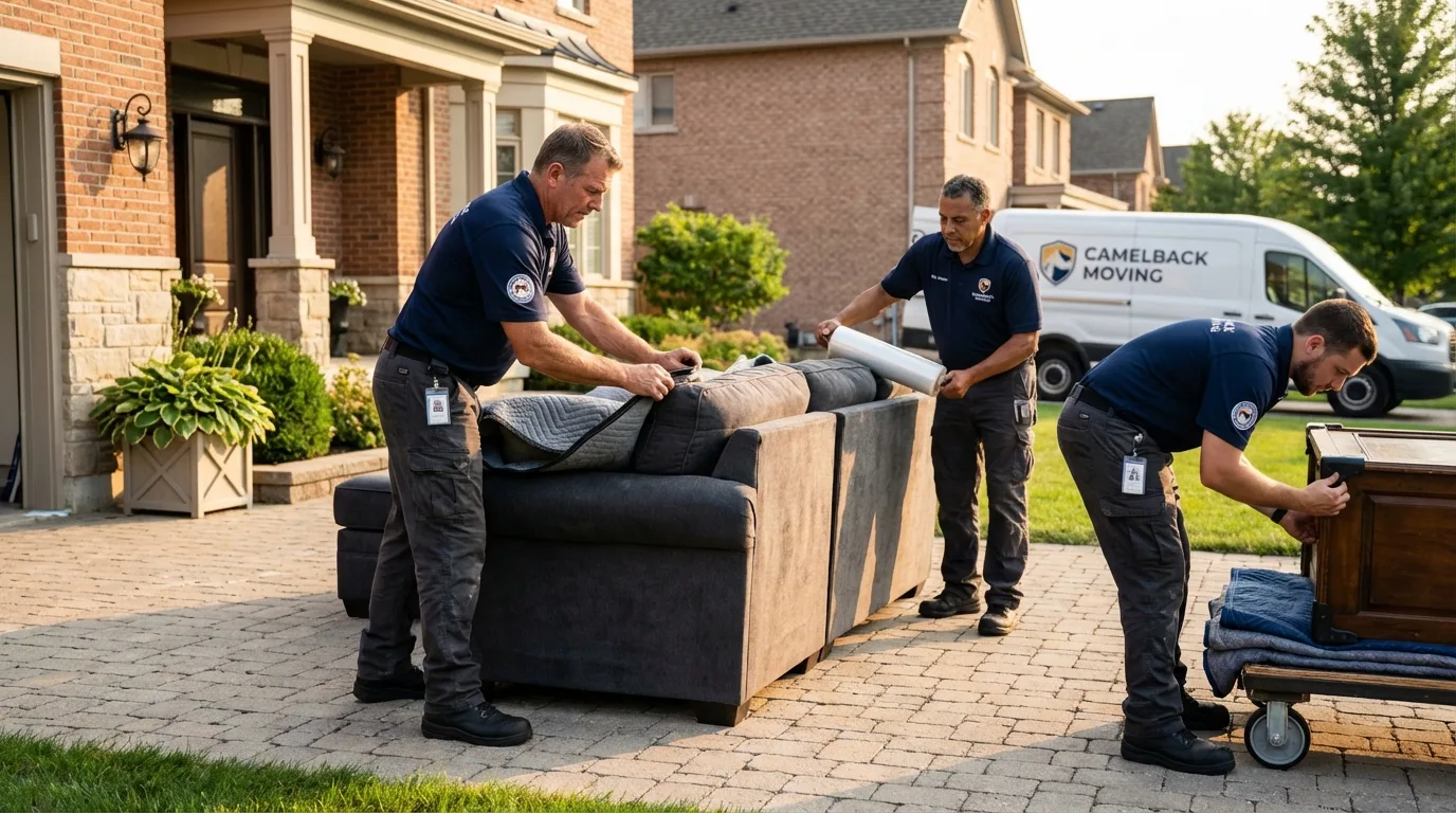 Large estate moving crew wrapping furniture in Warsaw, NC