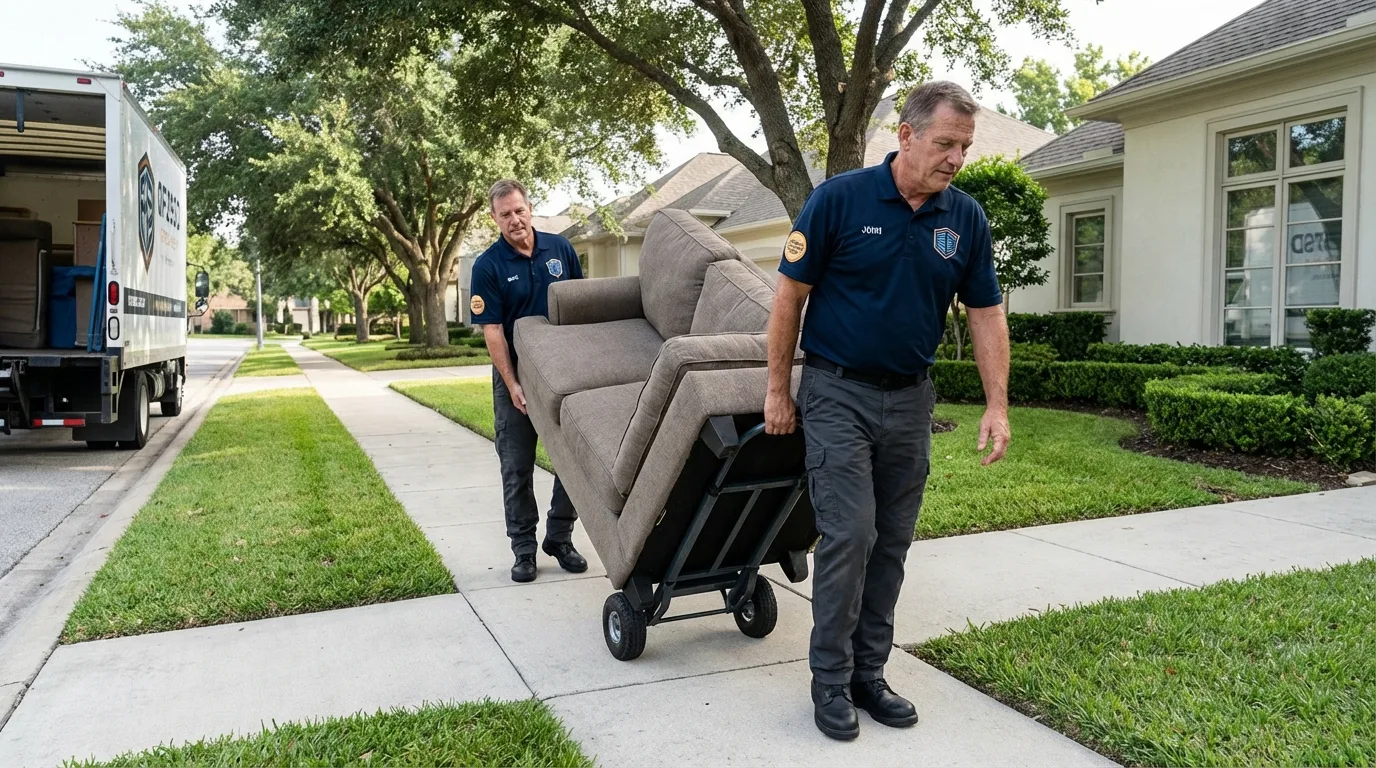 Local residential moving crew loading furniture in Warsaw, NC